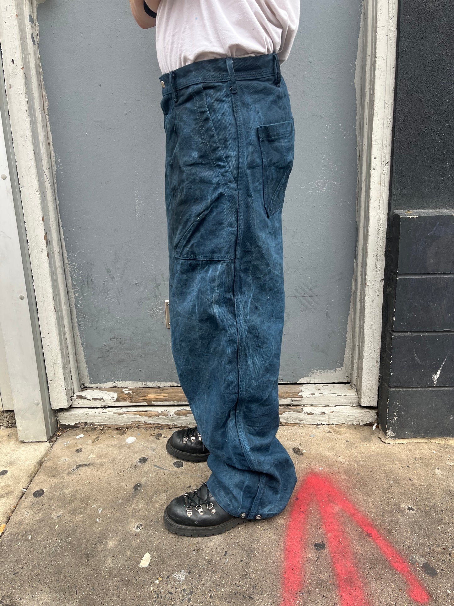 Dart Pocket Fatigue Pant - Indigo & Black Tea + Rust Dyed Denim