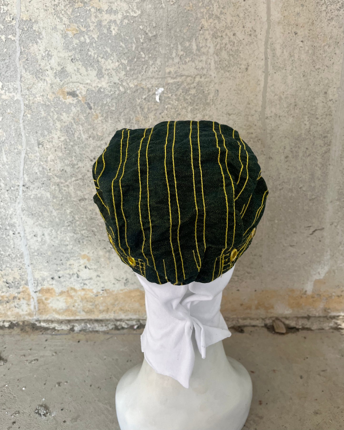 Pleated Mechanics Cap - Indigo Turmeric Denim