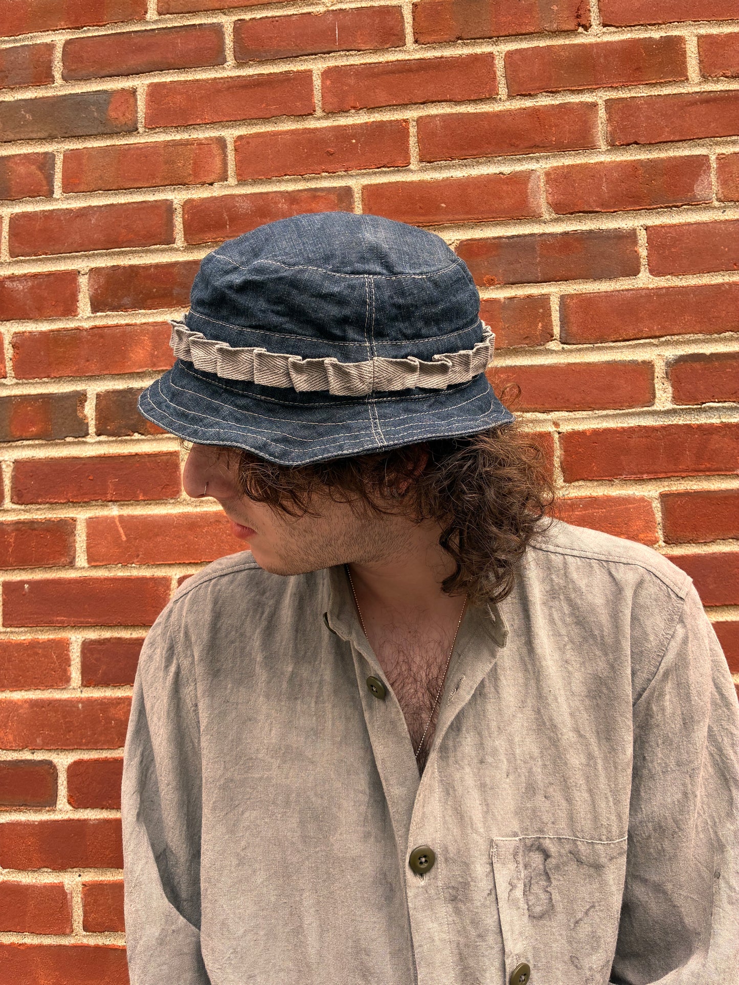Jungle Hat - Black Tea + Rust Dyed Indigo Chambray
