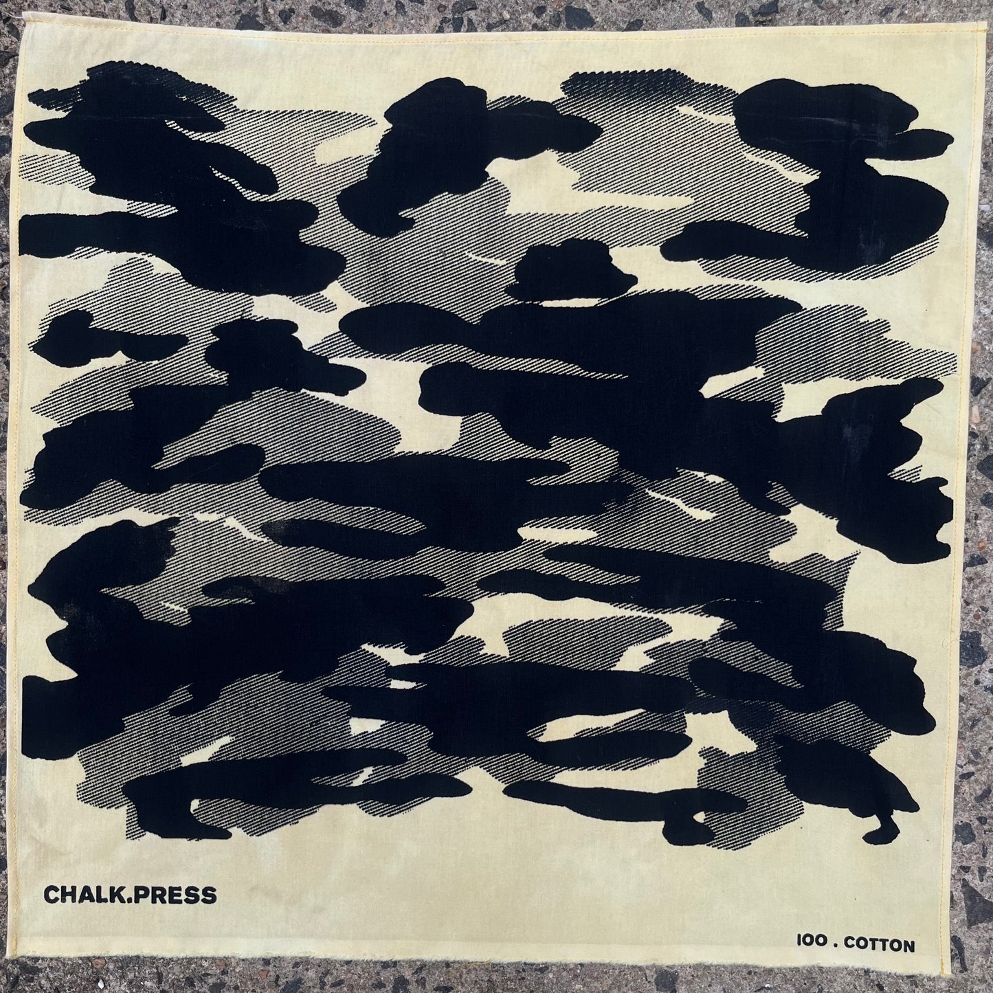 CHALK.PRESS Bandana: Black Mono Camo-Turmeric
