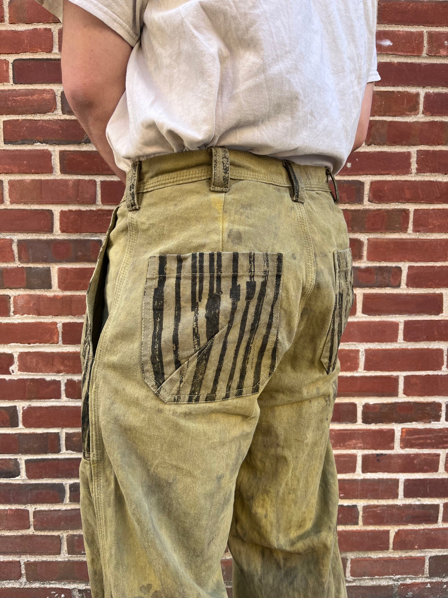 Dart Pocket Fatigue Pant - Turmeric & Black Tea + Rust Dyed Denim W/ Stripe Accents