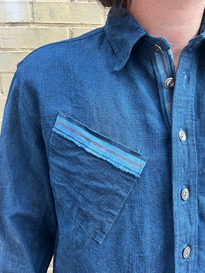 Slant Pocket BD Shirt - Indigo Garment Dyed Indigo Cotton Chambray