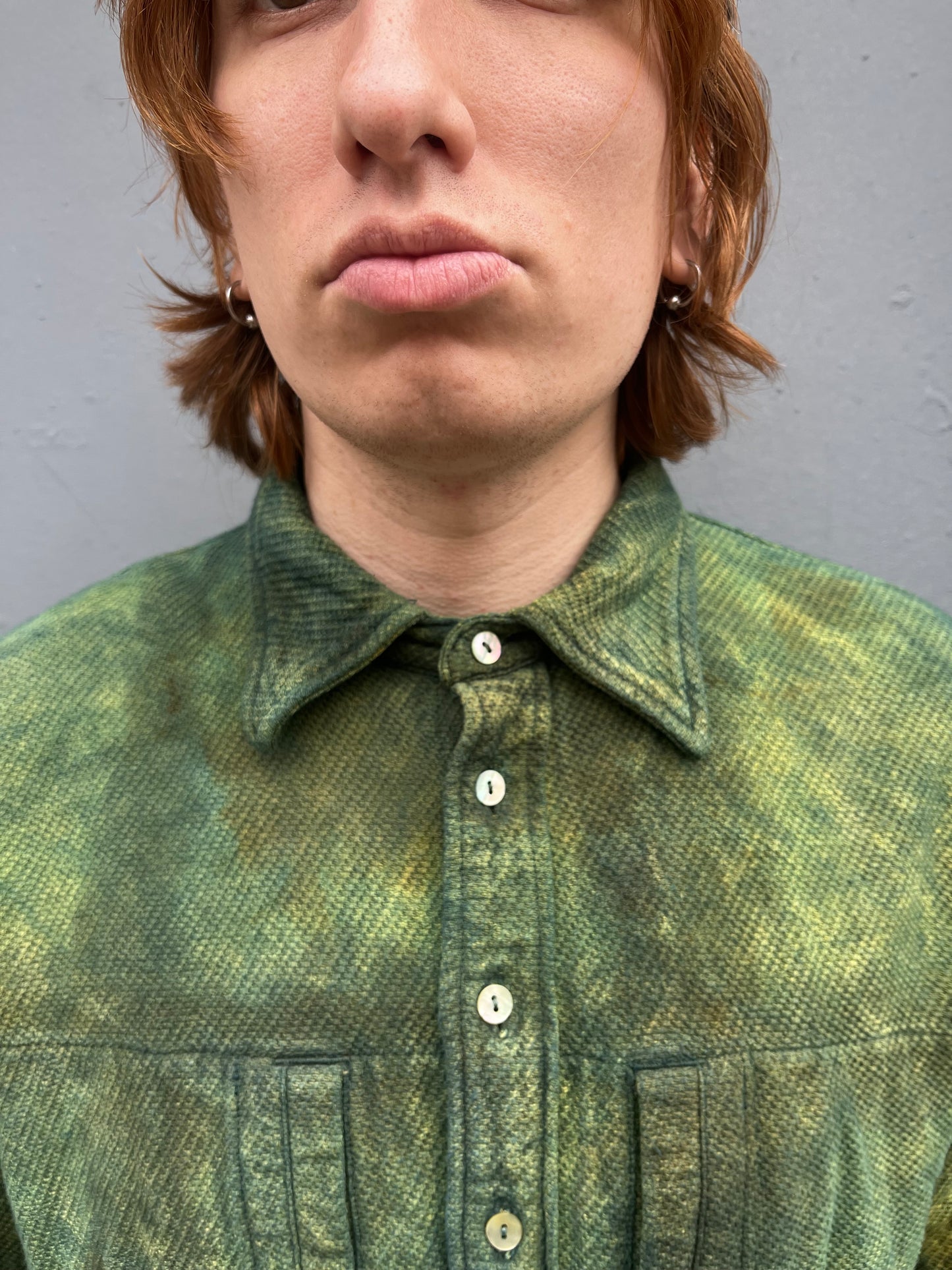 Utility BD Shirt (box fit) - Indigo & Turmeric Dyed Brushed Canton Weave