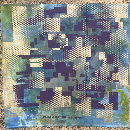 CHALK.PRESS Bandana: Gold + Purple Digi Camo- Indigo Turmeric Blend