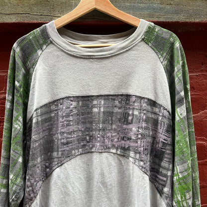 COZMO + WONDUH 1/1 Paneled Raglan Long Sleeve Tee - Acorn + Rust 2 Layer Crazy Plaid
