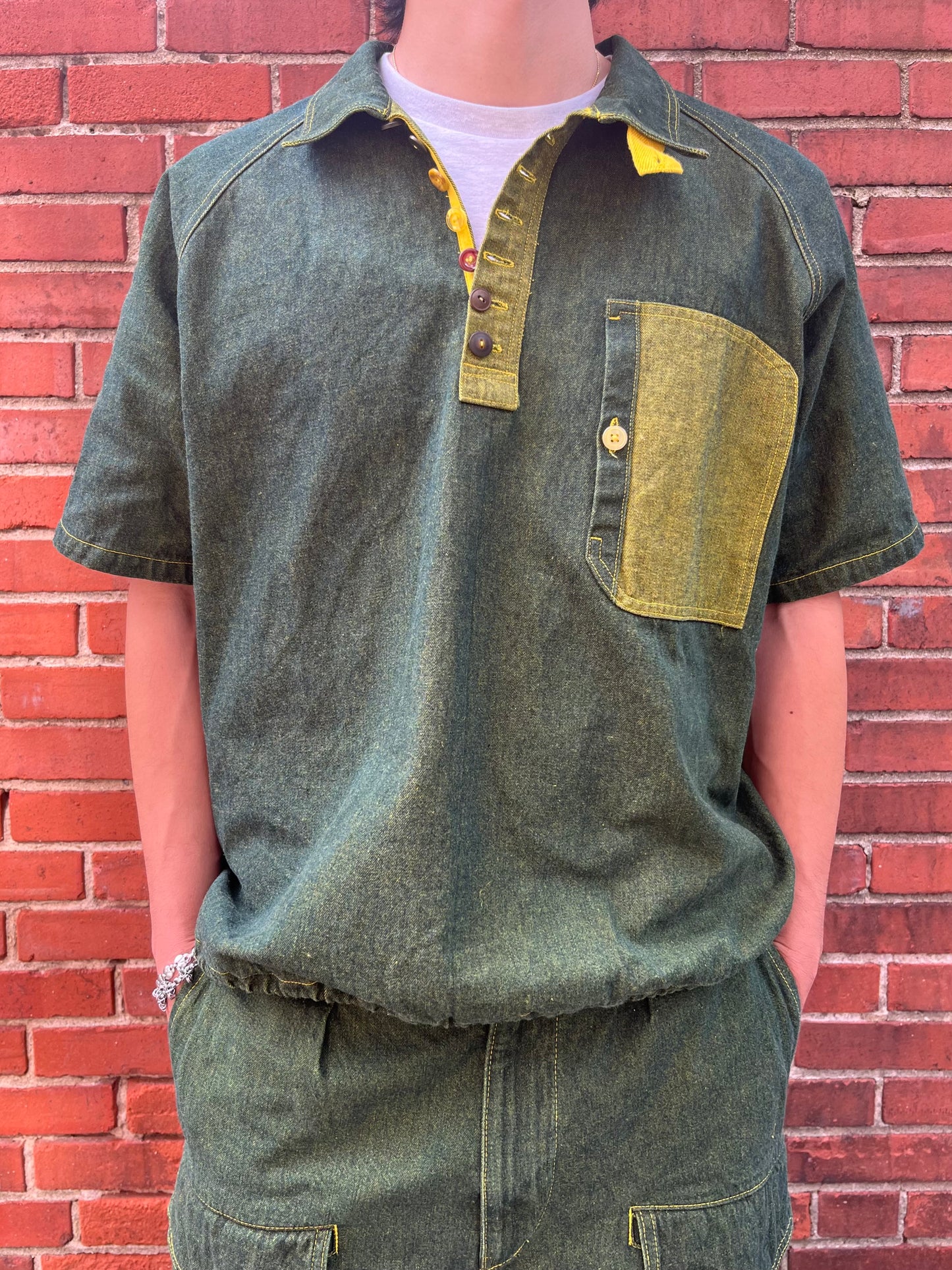 Cycling Pop-Over Shirt - Turmeric Denim