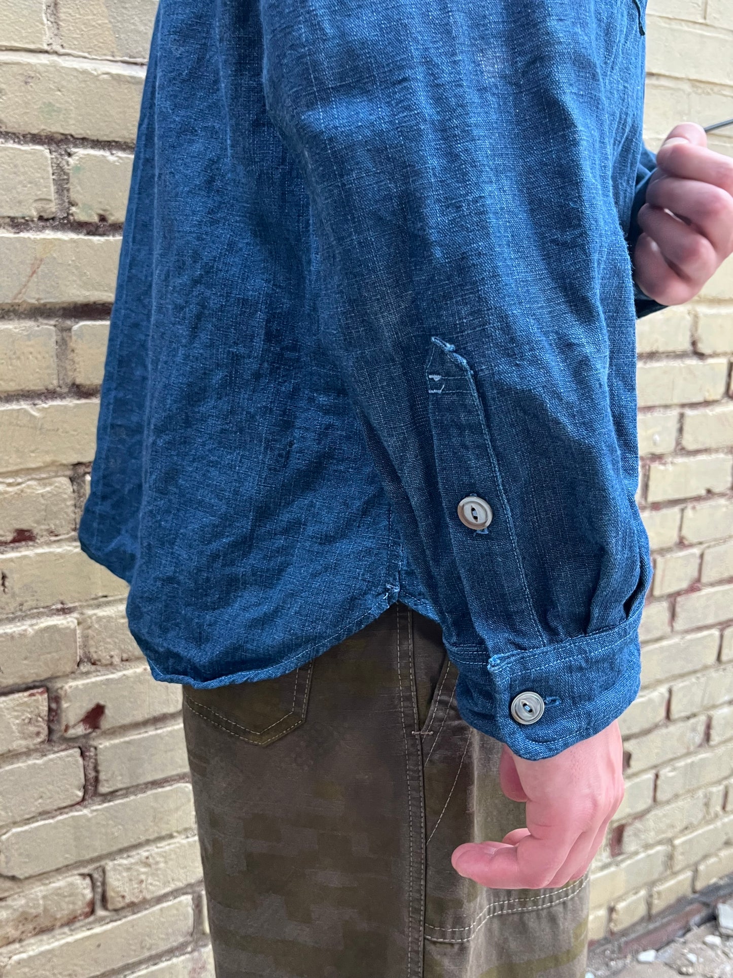 Slant Pocket BD Shirt - Indigo Garment Dyed Indigo Cotton Chambray