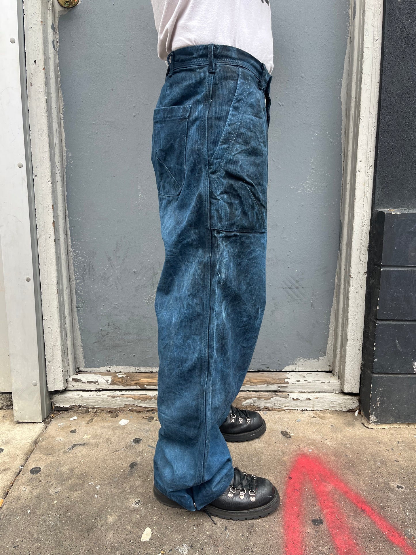 Dart Pocket Fatigue Pant - Indigo & Black Tea + Rust Dyed Denim