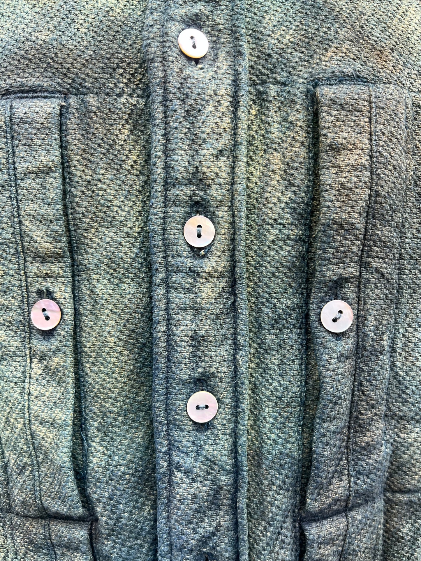 Utility BD Shirt (box fit) - Indigo & Turmeric Dyed Brushed Canton Weave