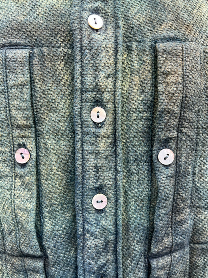 Utility BD Shirt (box fit) - Indigo & Turmeric Dyed Brushed Canton Weave