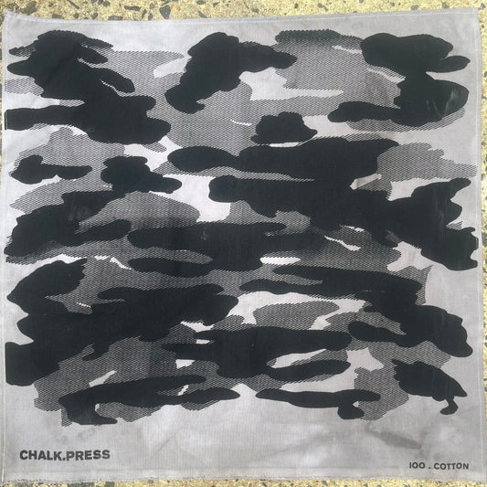 CHALK.PRESS Bandana: Black Mono Camo-Black Tea and Iron