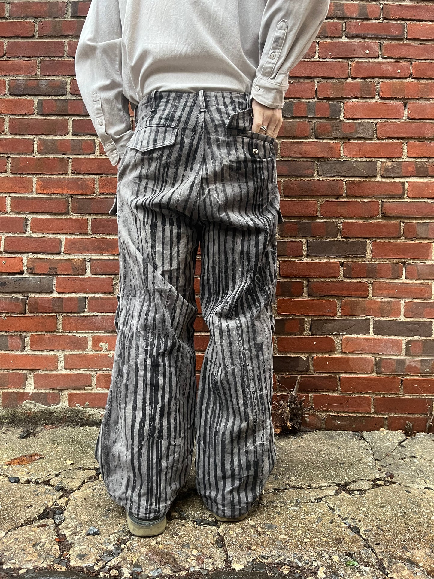 Utility Thwocket Pants - Acorn + Rust Dyed Stripe Denim