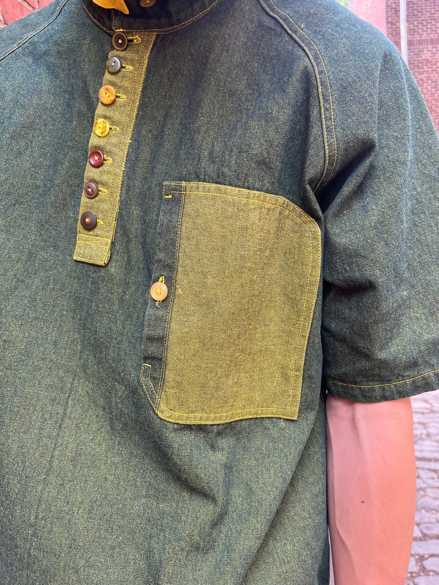Cycling Pop-Over Shirt - Turmeric Denim