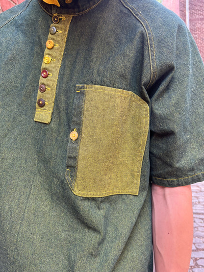 Cycling Pop-Over Shirt - Turmeric Denim