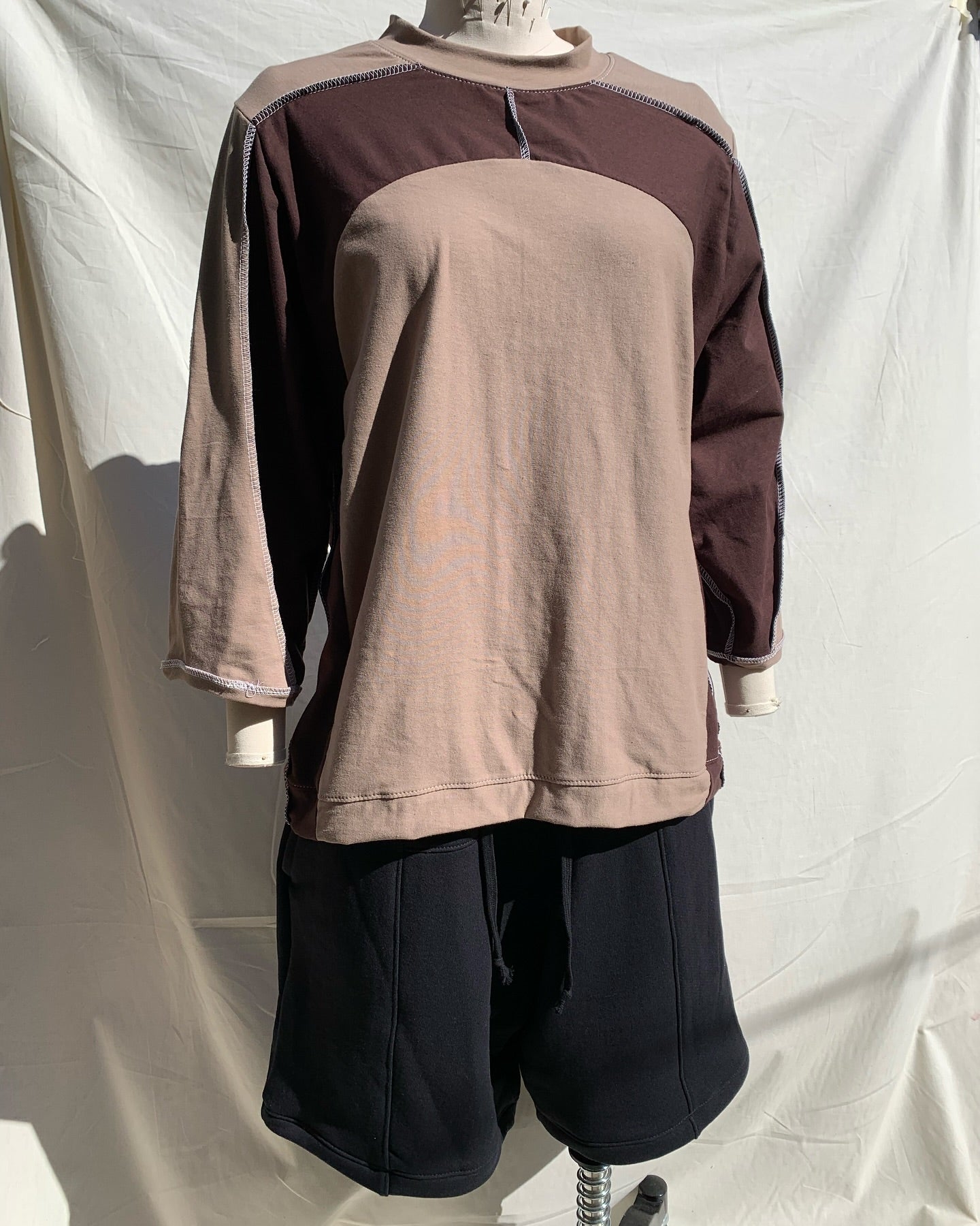 Drained Minds Paneled Shirt- Brown