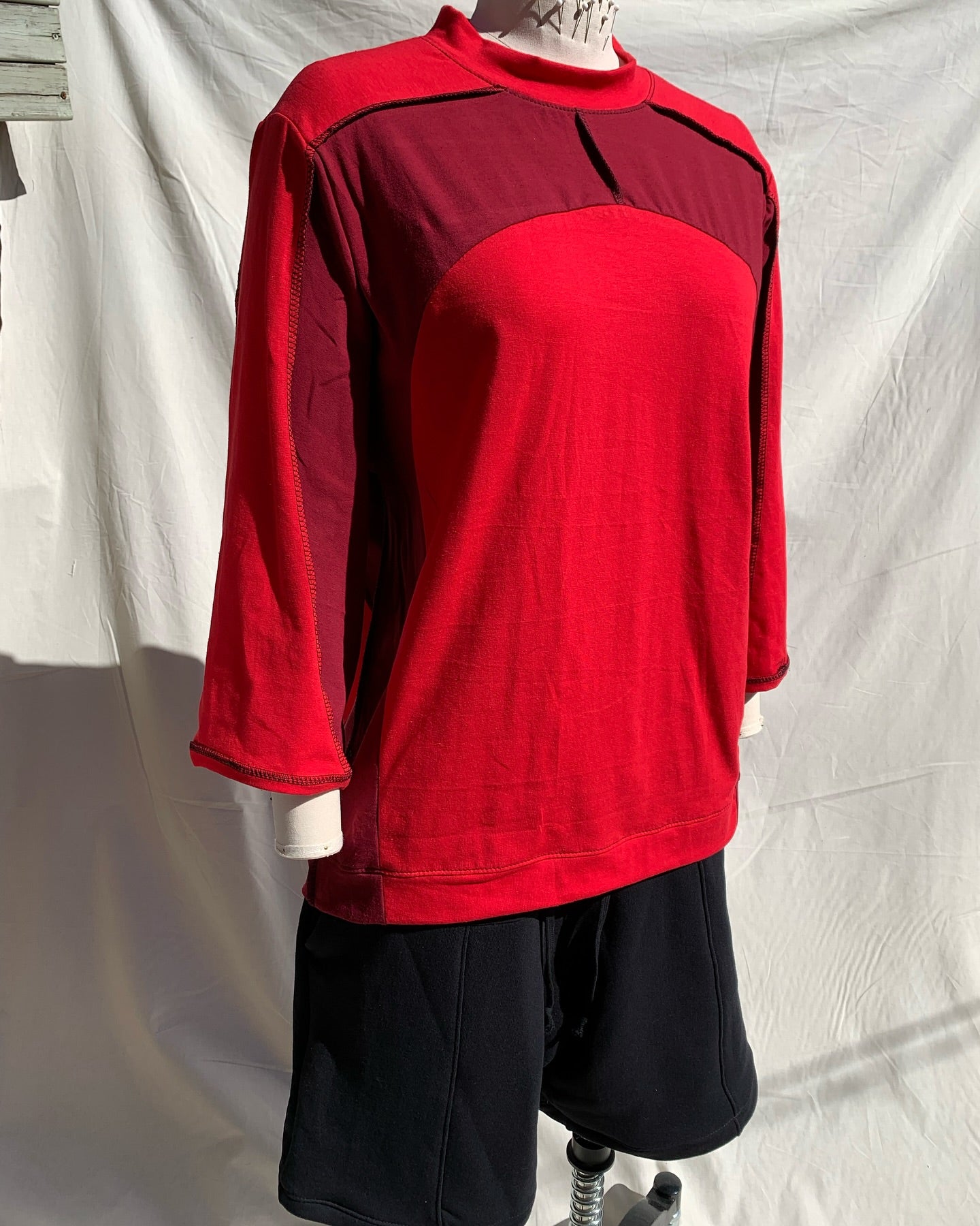 Drained Minds Paneled Shirt- Red