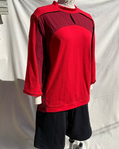 Drained Minds Paneled Shirt- Red