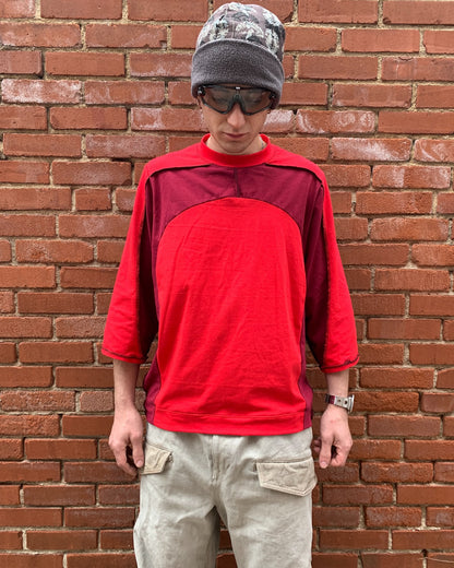 Drained Minds Paneled Shirt- Red