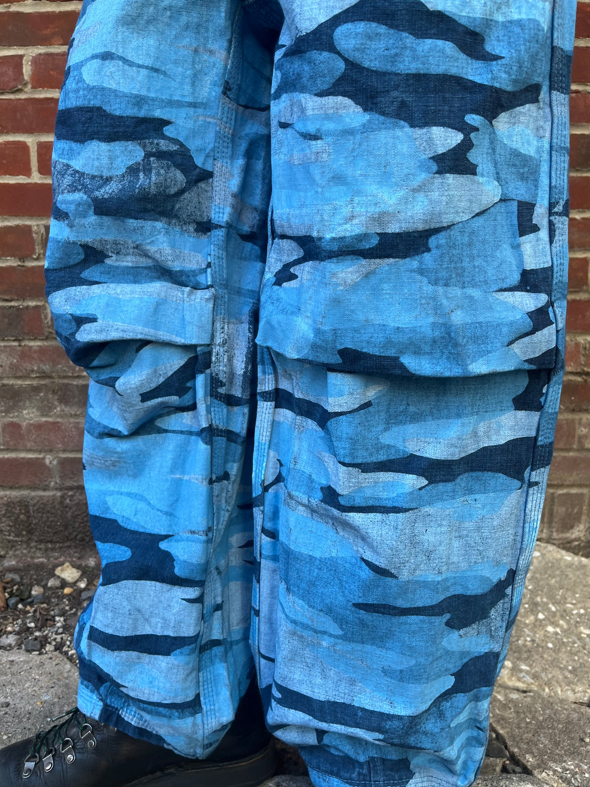 Crease Pants - Ice Cold Woodland Camo Chambray Dyed With Indigo