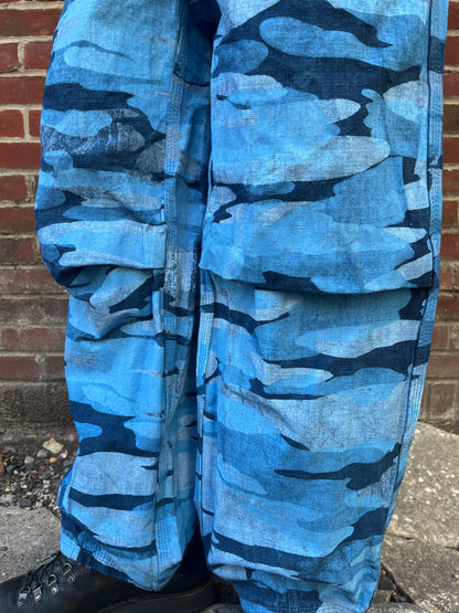 Crease Pants - Ice Cold Woodland Camo Chambray Dyed With Indigo
