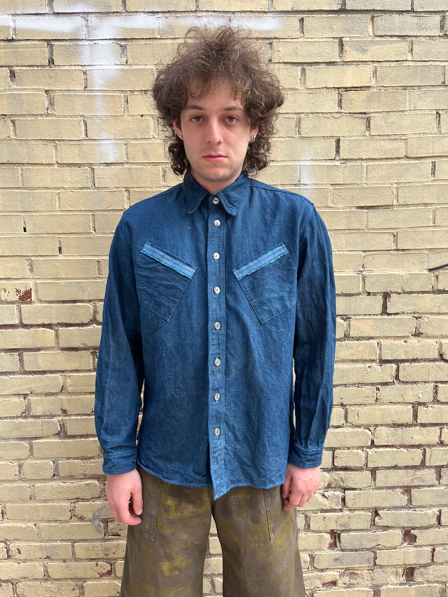 Slant Pocket BD Shirt - Indigo Garment Dyed Indigo Cotton Chambray