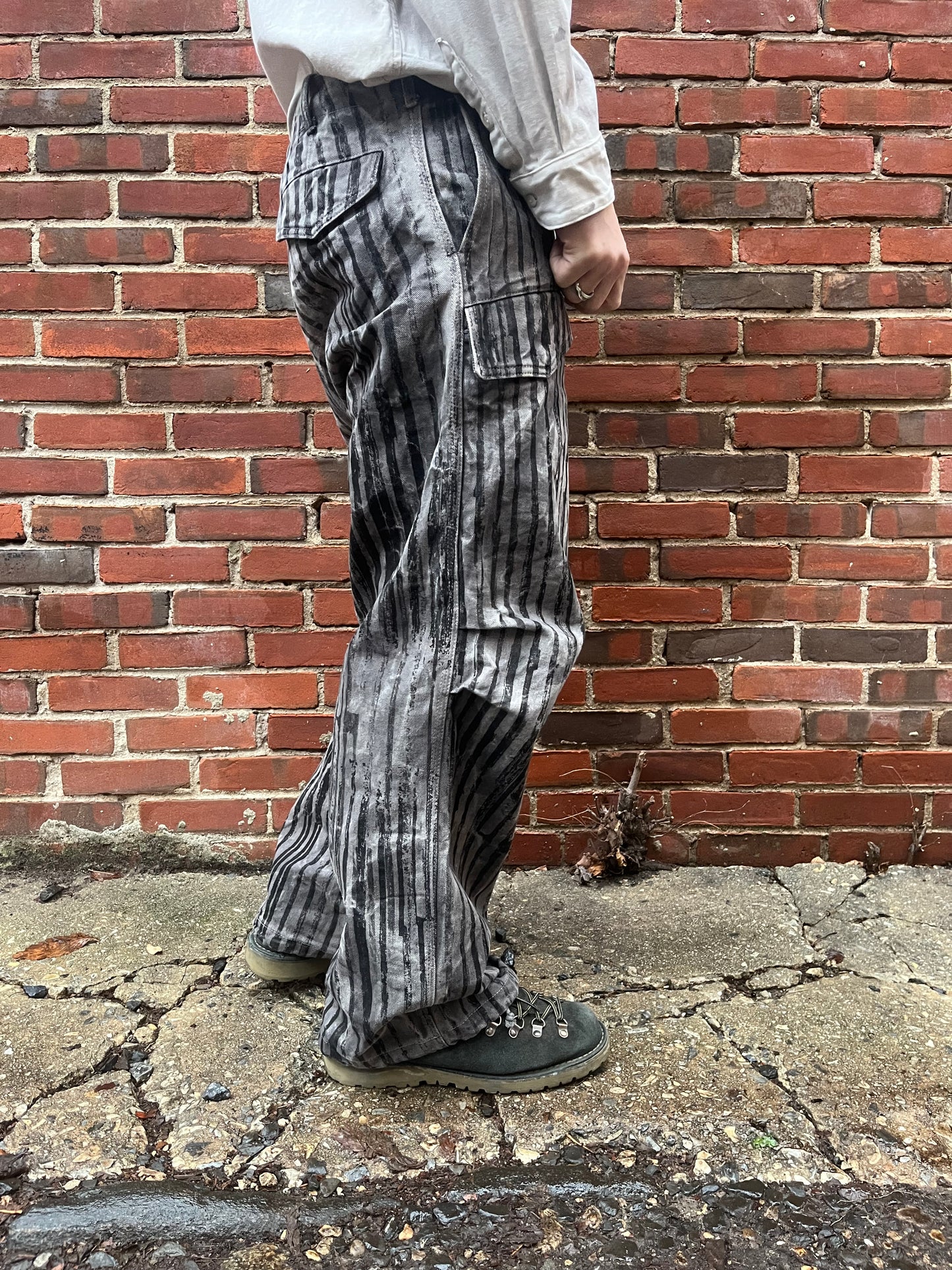 Utility Thwocket Pants - Acorn + Rust Dyed Stripe Denim