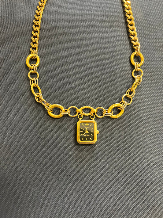 Palindrome Princess Gold Time Necklace