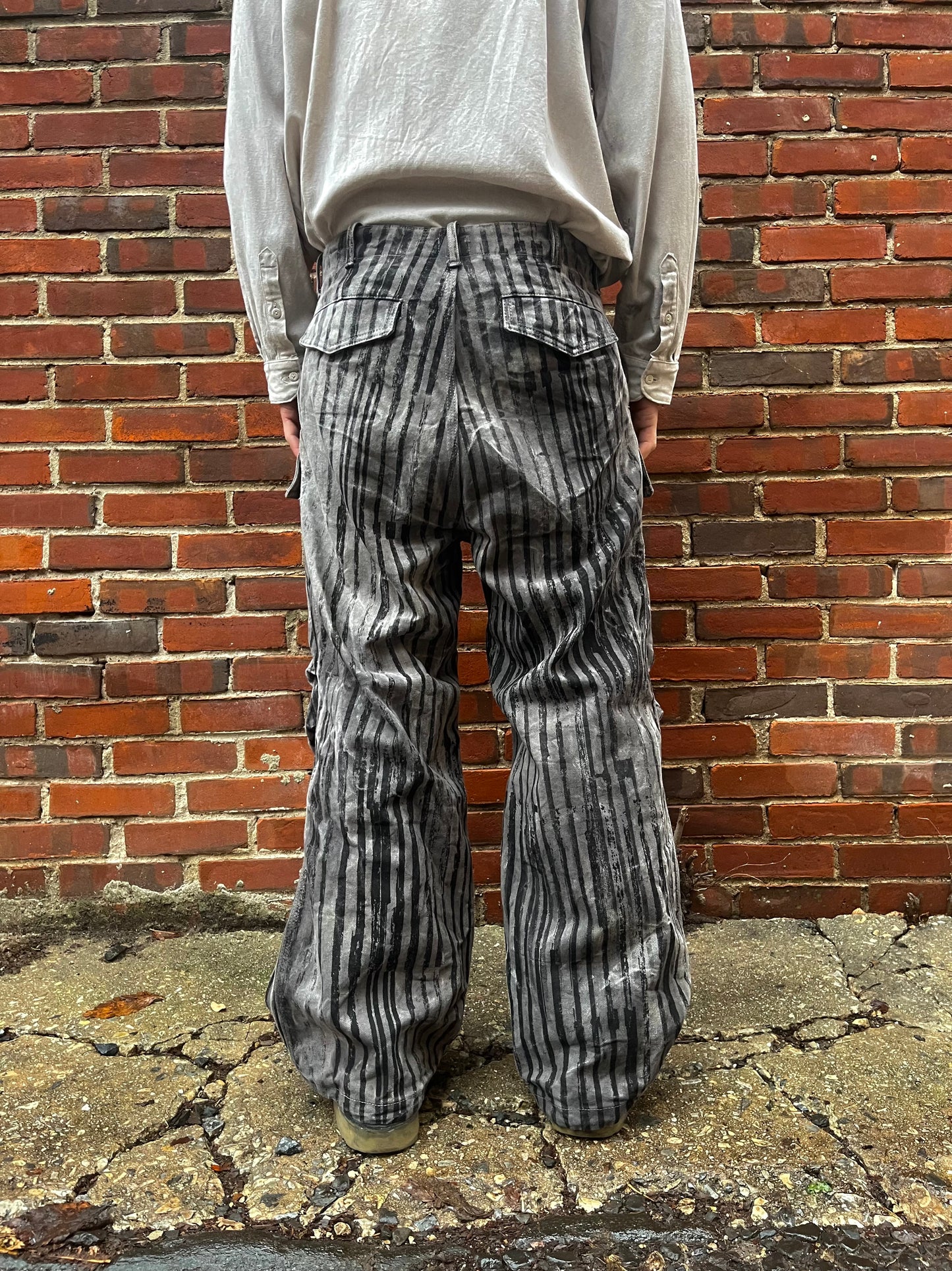 Utility Thwocket Pants - Acorn + Rust Dyed Stripe Denim
