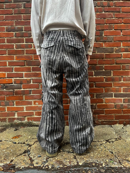 Utility Thwocket Pants - Acorn + Rust Dyed Stripe Denim