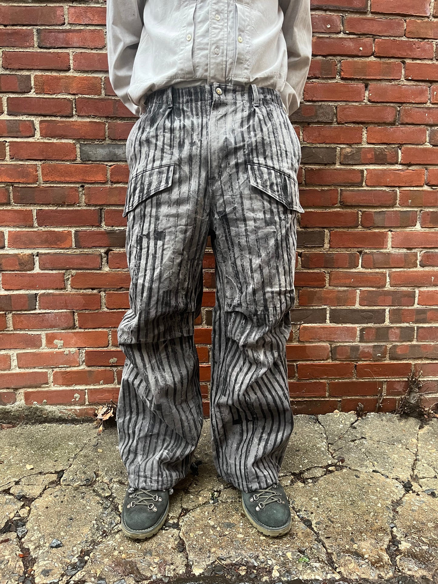 Utility Thwocket Pants - Acorn + Rust Dyed Stripe Denim