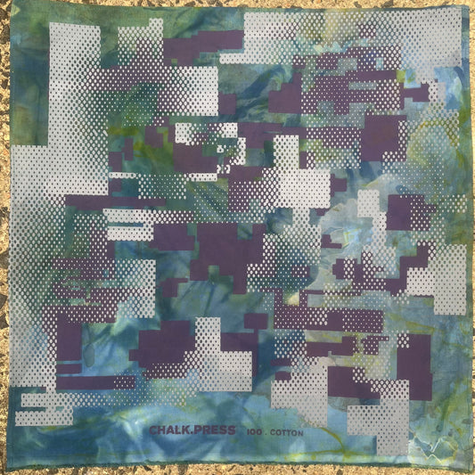 CHALK.PRESS Bandana: Grey + Purple Digi Camo- Indigo Turmeric Blend