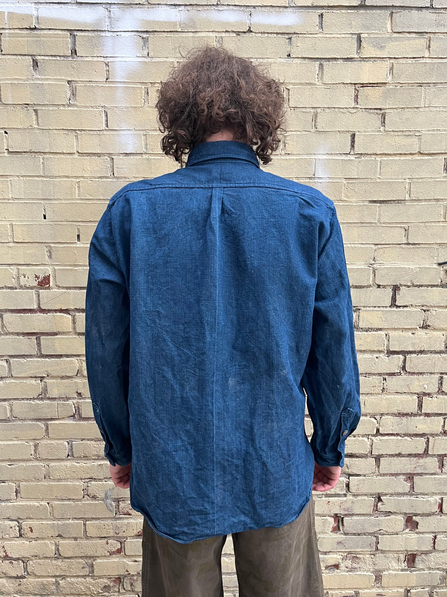 Slant Pocket BD Shirt - Indigo Garment Dyed Indigo Cotton Chambray
