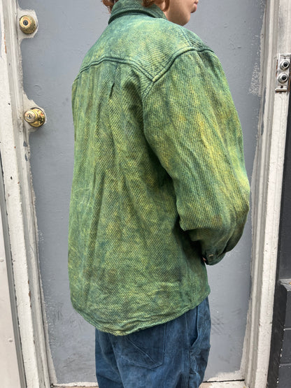 Utility BD Shirt (box fit) - Indigo & Turmeric Dyed Brushed Canton Weave