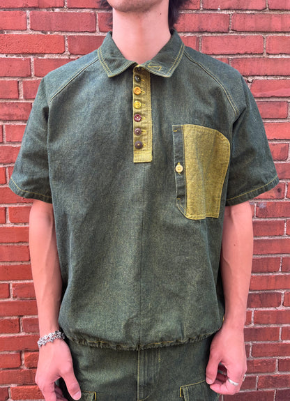 Cycling Pop-Over Shirt - Turmeric Denim