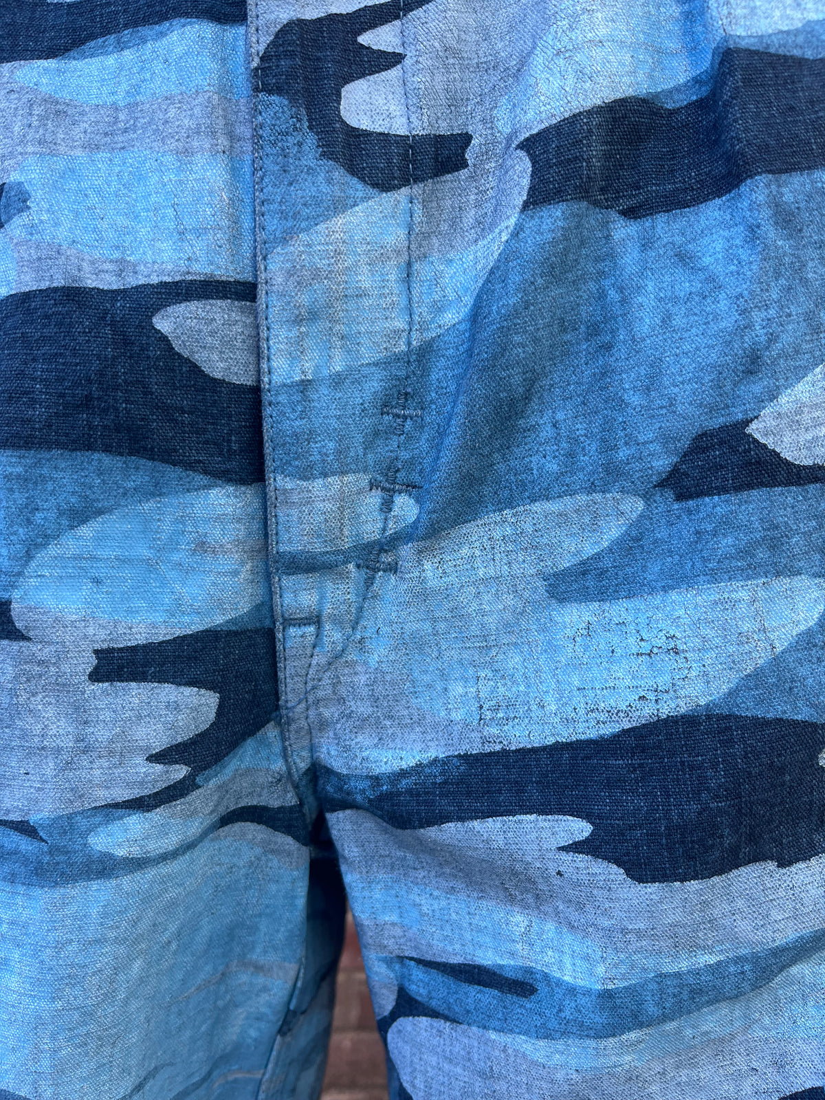 Crease Pants - Ice Cold Woodland Camo Chambray Dyed With Indigo