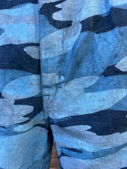 Crease Pants - Ice Cold Woodland Camo Chambray Dyed With Indigo