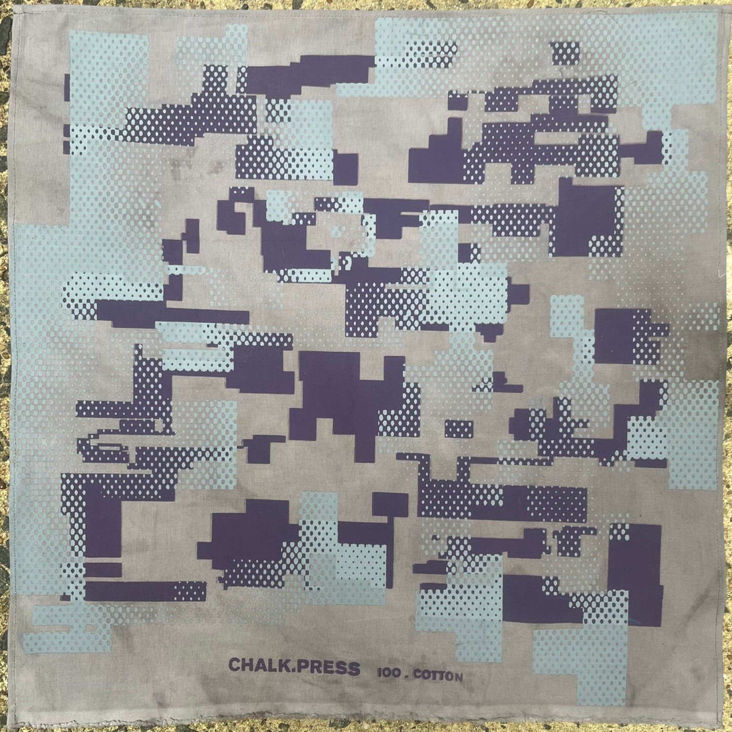 CHALK.PRESS Bandana: Grey + Purple Digi Camo- Black Tea Iron