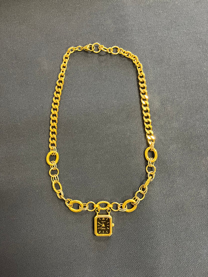 Palindrome Princess Gold Time Necklace