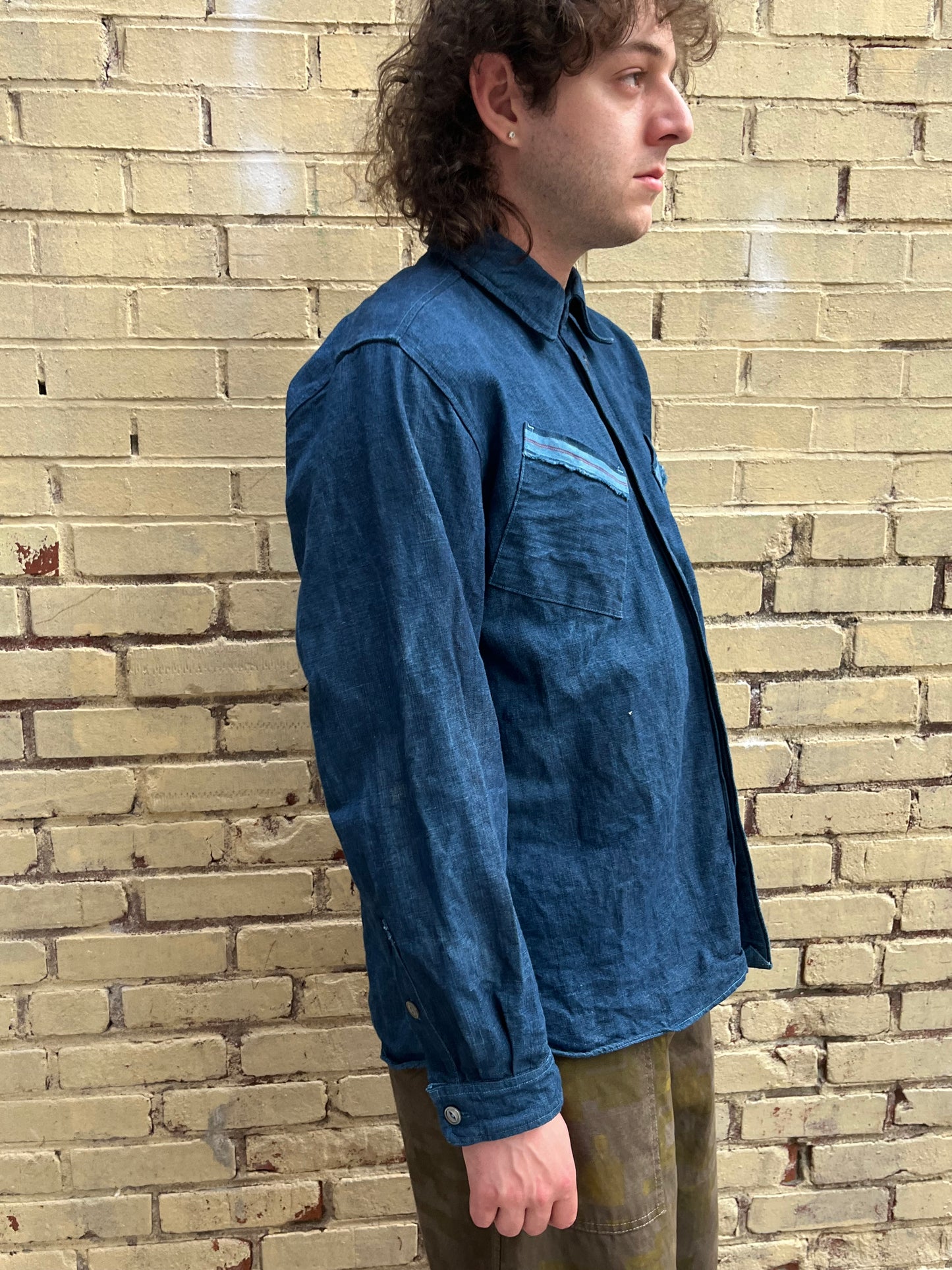 Slant Pocket BD Shirt - Indigo Garment Dyed Indigo Cotton Chambray