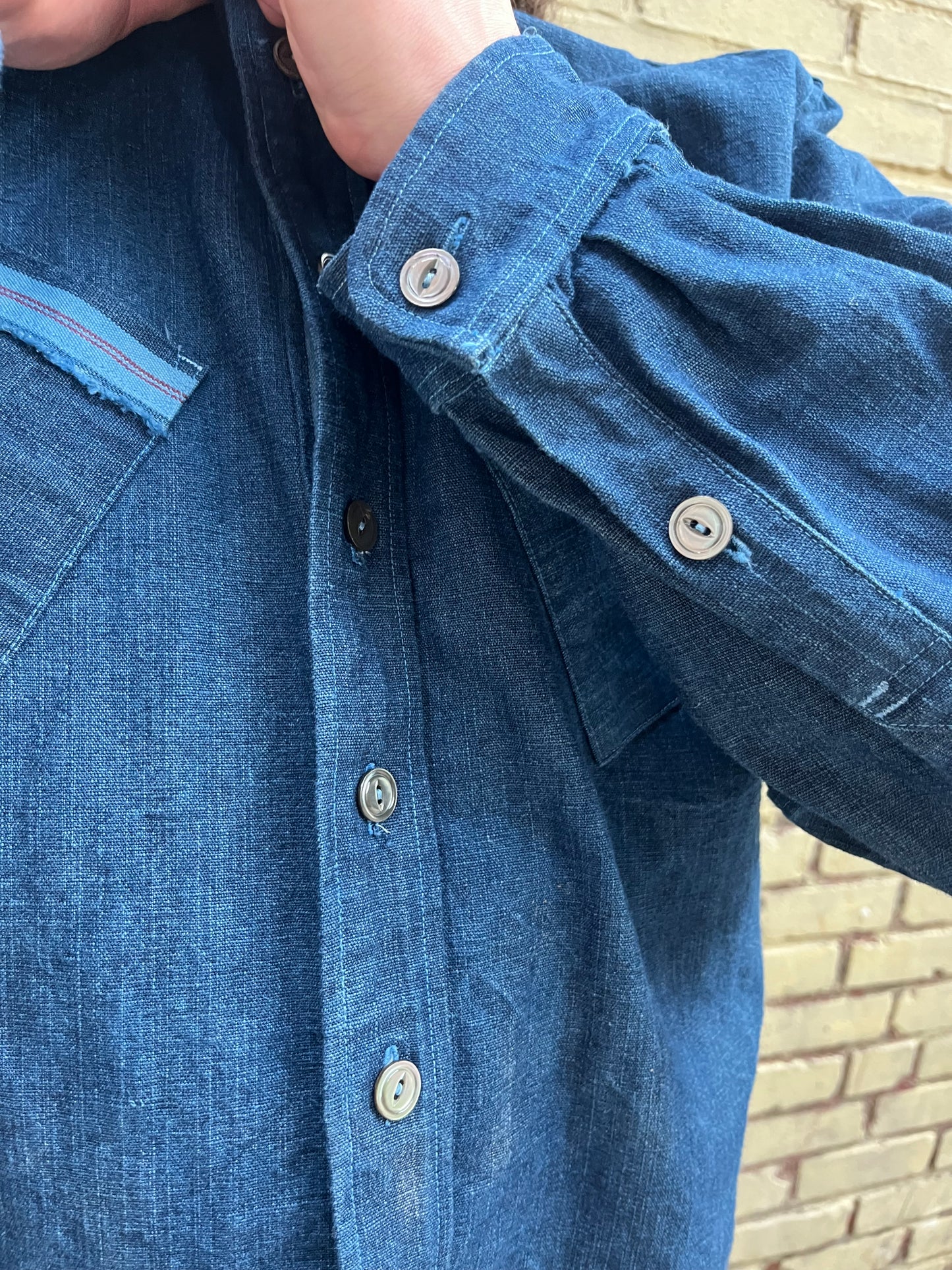 Slant Pocket BD Shirt - Indigo Garment Dyed Indigo Cotton Chambray