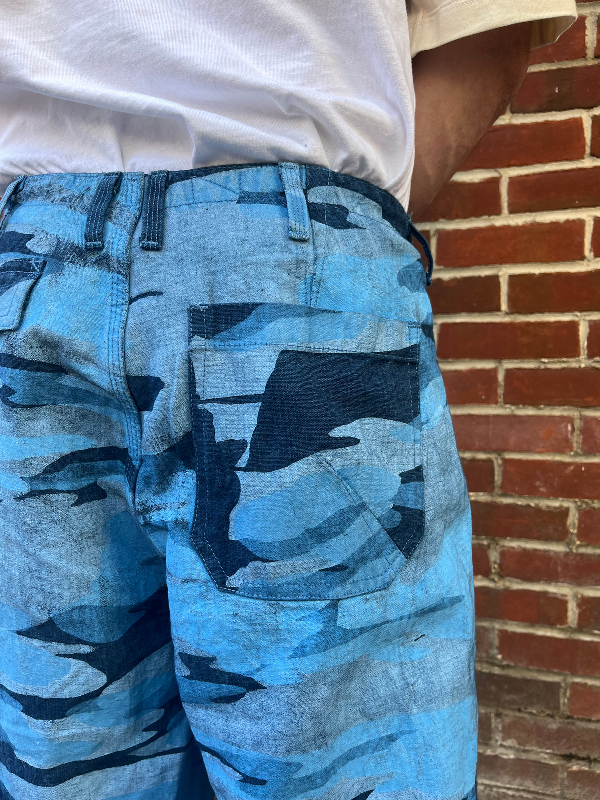 Crease Pants - Ice Cold Woodland Camo Chambray Dyed With Indigo