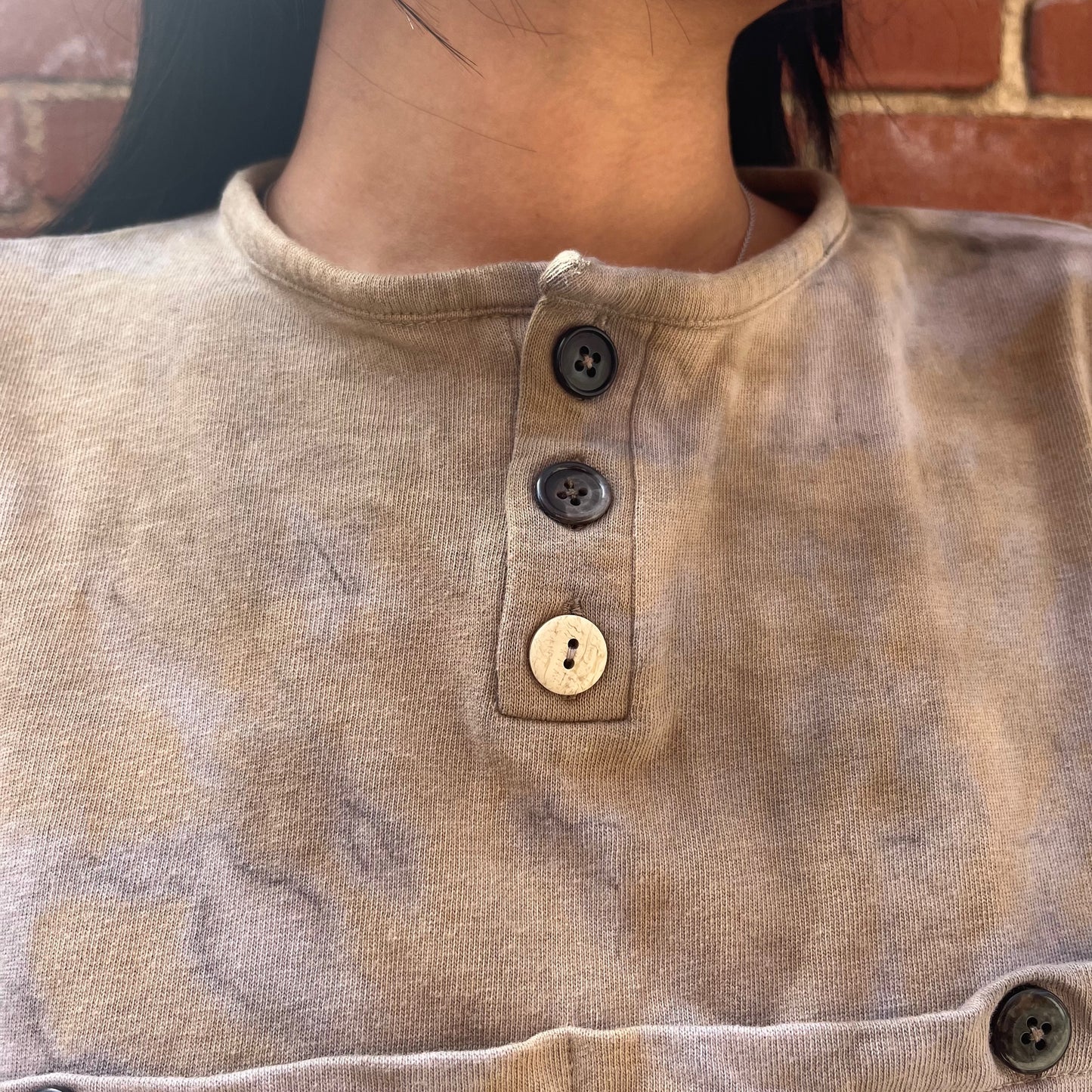 2 Pocket WIDE Henley Tee - Avocado & Rust Swirl