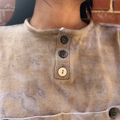 2 Pocket WIDE Henley Tee - Avocado & Rust Swirl