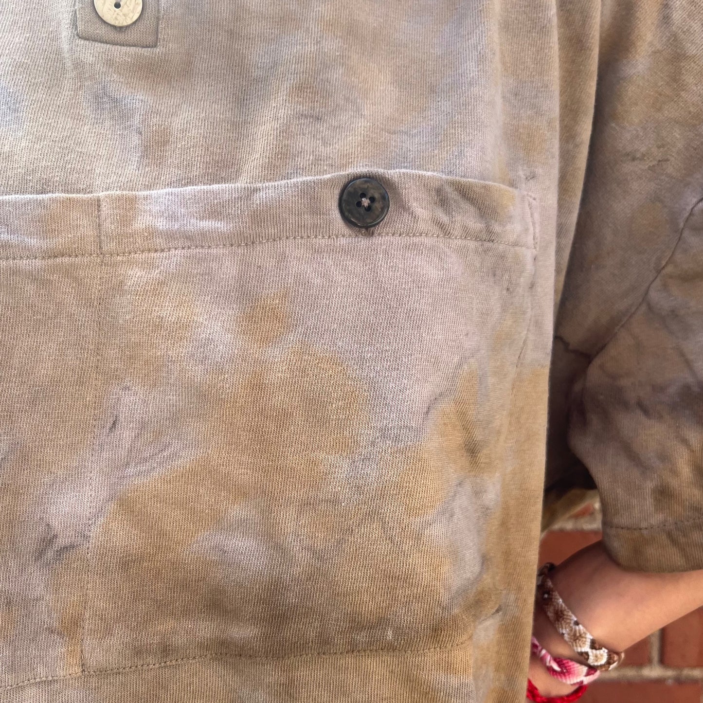 2 Pocket WIDE Henley Tee - Avocado & Rust Swirl