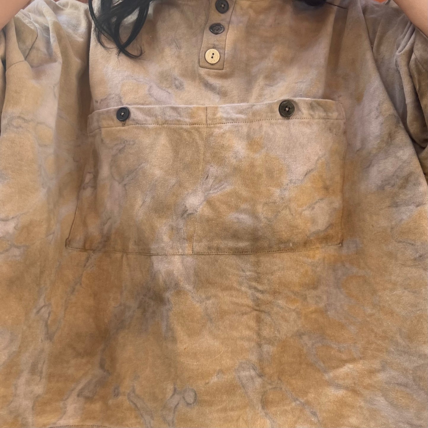 2 Pocket WIDE Henley Tee - Avocado & Rust Swirl