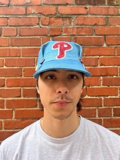 Pleated Mechanics Cap - Indigo "P"