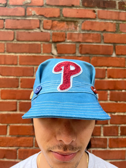 Pleated Mechanics Cap - Indigo "P"