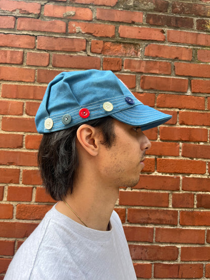 Pleated Mechanics Cap - Indigo "P"