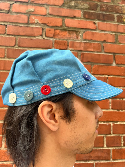 Pleated Mechanics Cap - Indigo "P"