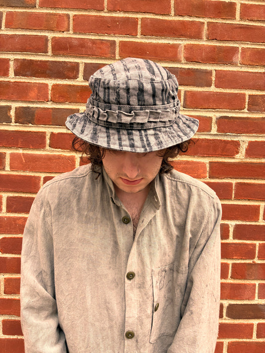 Jungle Hat - Black Tea  Dyed Stripe Denim